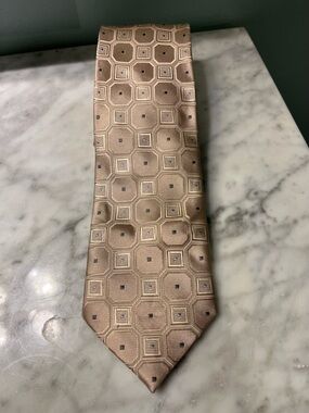 Men's Taupe Geometric Octagon Tie - Classic Neutral Accent